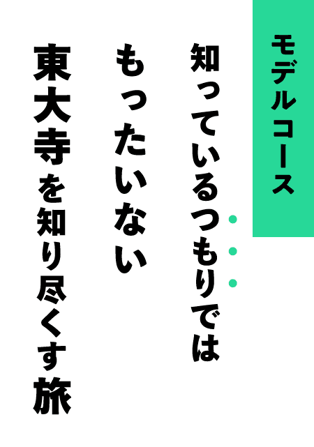 モデルコース　知っているつもりではもったいない東大寺を知り尽くす旅