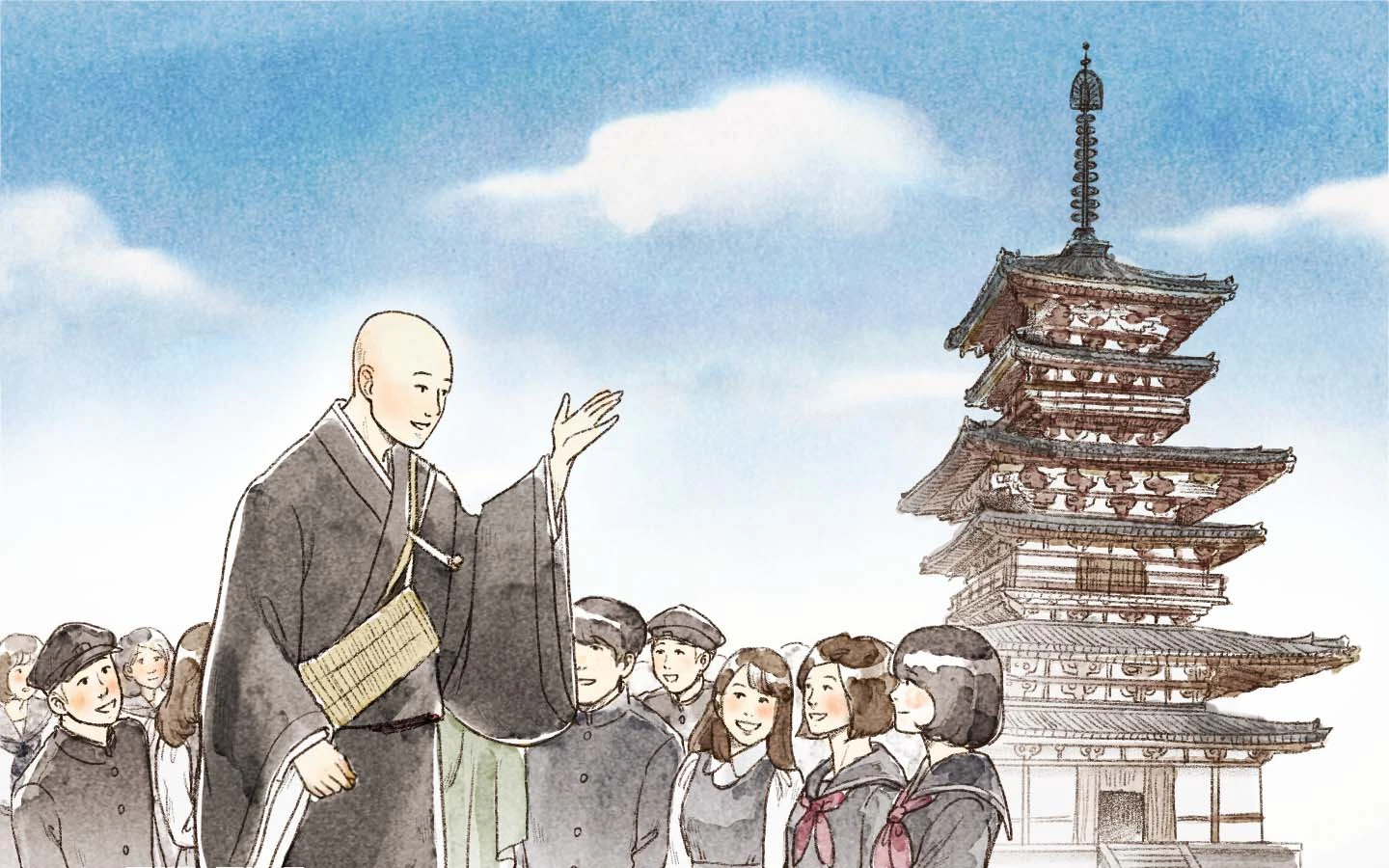 青空説法のイラスト