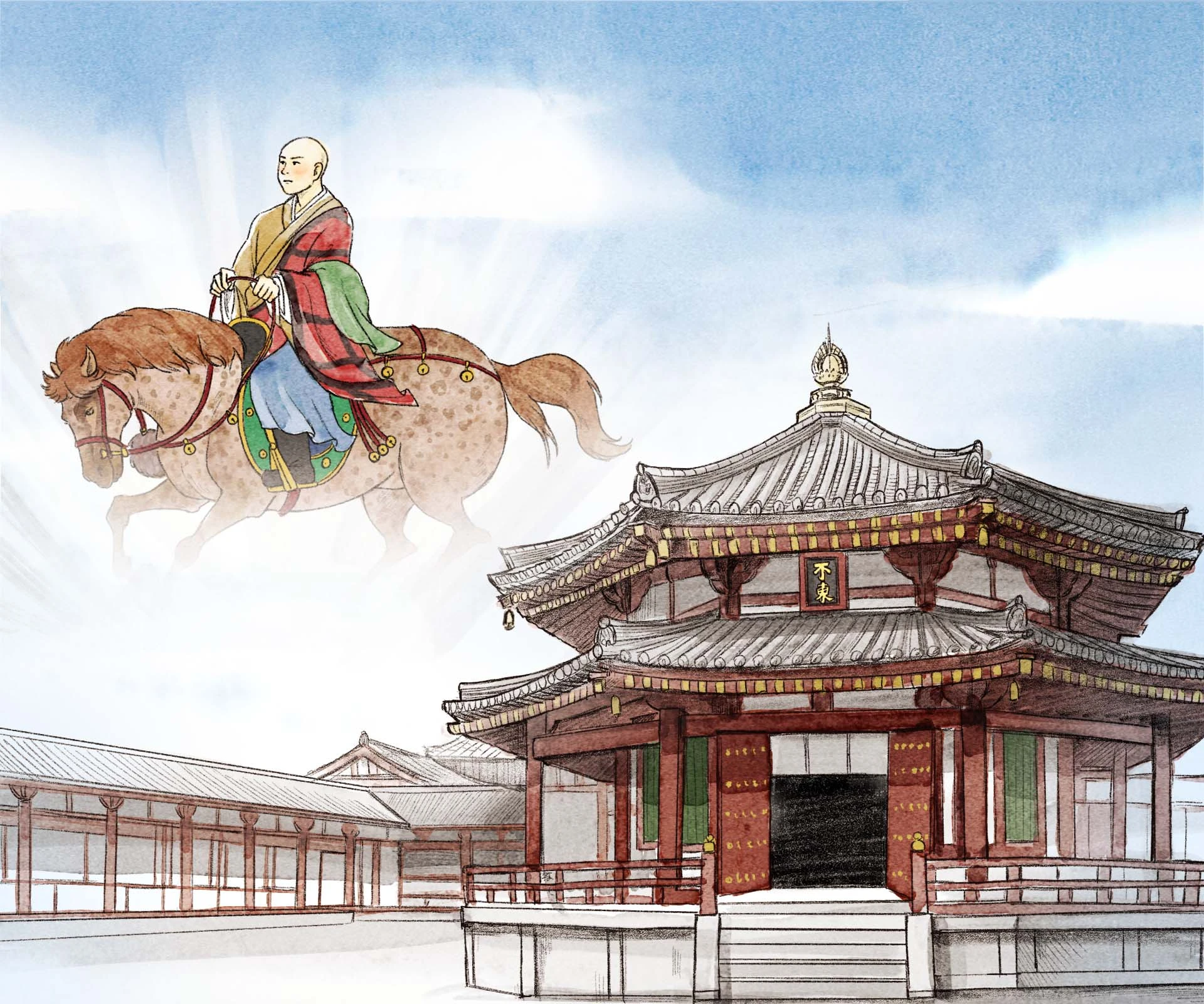 玄奘三蔵の旅のイラスト