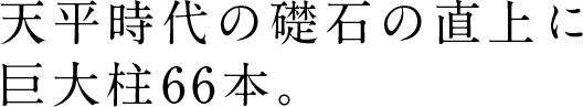 天平時代の礎石の直上に巨大柱66本。